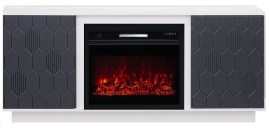 ELEKAM MODERN TV (грани 02 / ножки ЛДСП) телевизионная под очаг Pulsar 23B, корпус: белый, фасад: граффит грей
